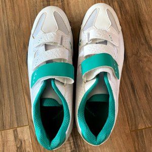 Liv Womens Cycling Shoes Size 7.5 Green and White